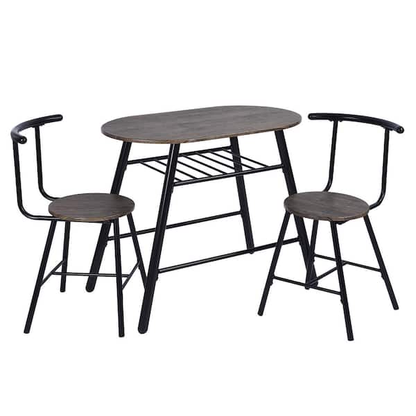 GreenForest 3-Piece Dining Table and Chairs Set Modern Breakfast Table Sets Rustic Bistro Dining Set Bar Pub Table Sets Restaurant Kitchen Table Set 3 Pieces
