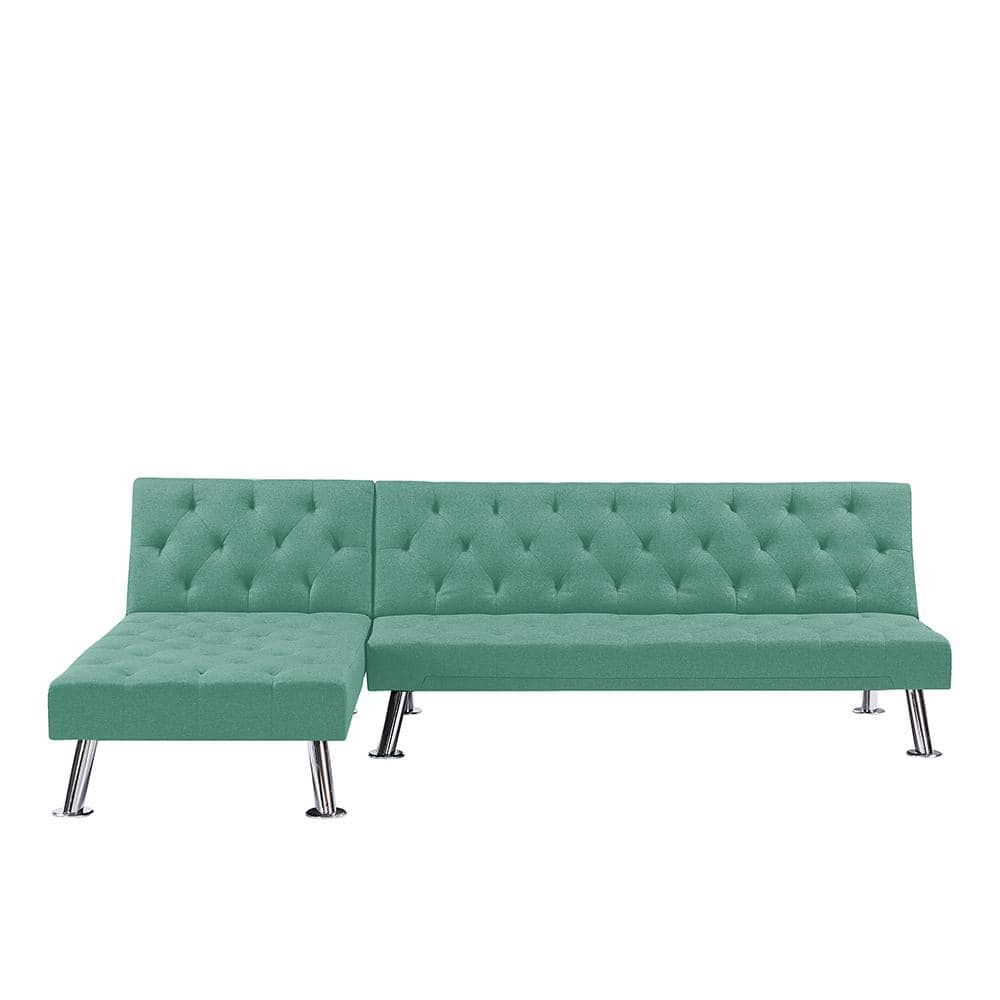 FORCLOVER 66 in. Green Fabric 3Seats Sleeper Twin Sofa Bed RYS003SBGR