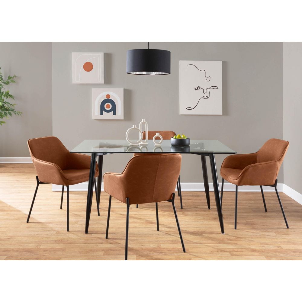 Lumisource Daniella Camel Faux Leather and Black Metal Dining