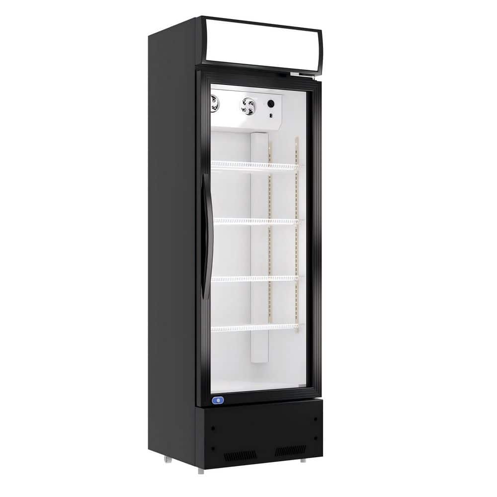 23 in. 11 Cu. Ft Commercial Display Refrigerator with Swing Glass Door and LED Lighting in Black