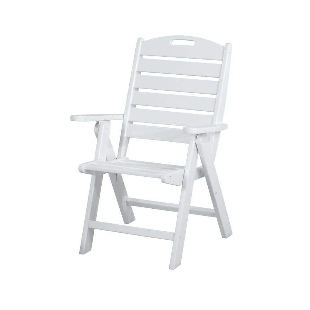 POLYWOOD Nautical Highback White Plastic Outdoor Patio Dining Chair -  NCH38WH