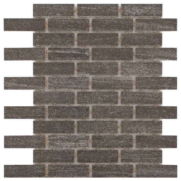 Marazzi Urban Craft Graphite 12 in. x 12 in. x 6.35mm Ceramic Brick Joint Mosaic Floor and Wall Tile (0.88 sq. ft. / piece)