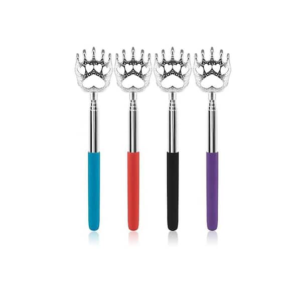 Portable 8.46 to 22.83 in. Telescopic Metal Bear Claws Back Scratcher Hand Massager Rubber Handle (4-Pack)