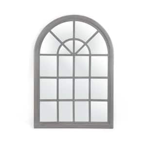 Dunlap 44 in. x 31 in. Classic Arch Framed Grey Wash Accent Mirror