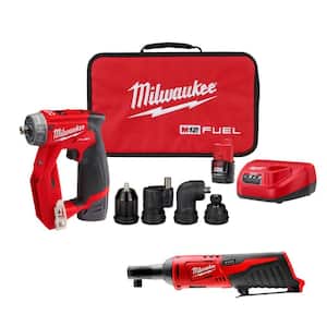 M12 FUEL 12V Lithium-Ion Brushless Cordless 4-in-1 Installation 3/8 in. Drill Driver Kit W/ M12 3/8 in. Ratchet