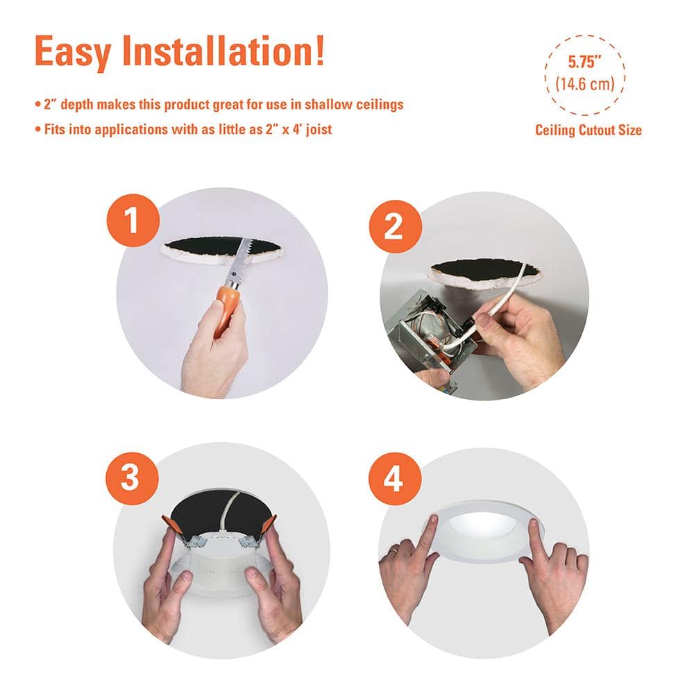 White 6-Inch Canless Recessed LED Downlight with Selectable CCT