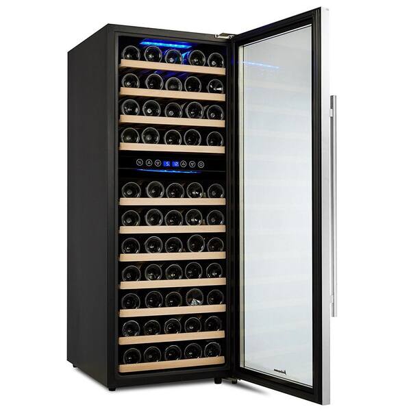 Kalamera Glass Door Refrigerator with Digital Temperature Display 73 Bottle Dual Zone Wine Cooler 