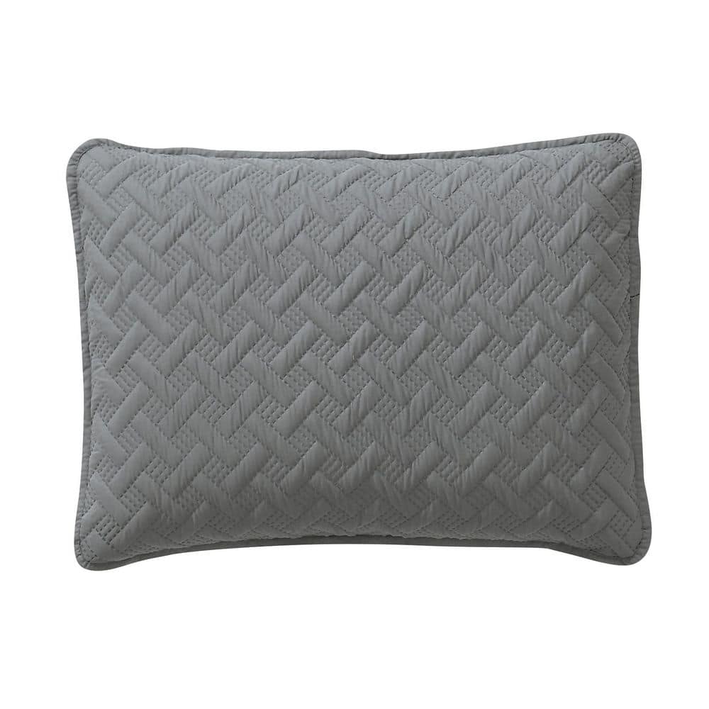 Elegant Gray Microfiber Reversible Quilt Set, Full/Queen Size