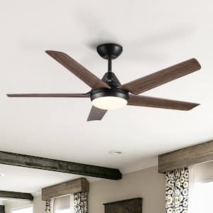 48 in. Integrated LED 3-speed Ceiling Fan Lighting with Brown Wood Grain ABS Blade