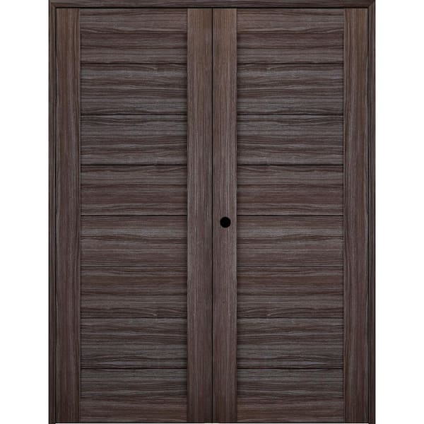 Belldinni Ermi 56 in. x 96 in. Right Hand Active Gray Oak Composite Wood Double Prehung Interior Door