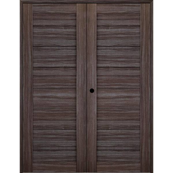 Belldinni Ermi 64 in. x 96 in. Right Hand Active Gray Oak Composite Wood Double Prehung Interior Door