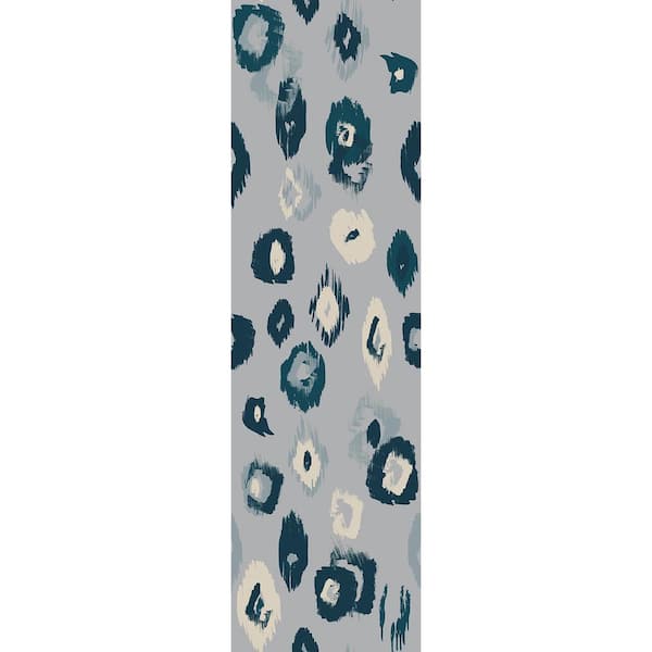 OhPopsi Amara Blue Animal Ikat Wallpaper