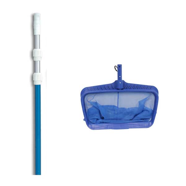 Swimline HydroTools Swimming Pool Deep Bag Leaf Rake Net with 5 ft. - 15 ft. Telescopic Pole