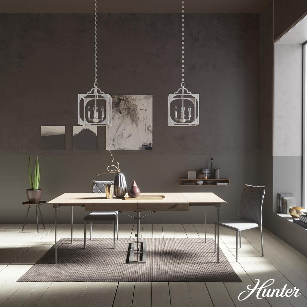 Highland Hill Distressed White Aluminum 4-Light LED Pendant