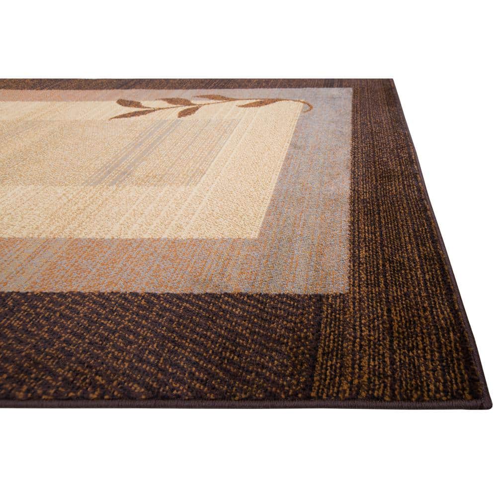 Clover Brown and Blue Modern Elegance Rectangular Area Rug, 43"x62"