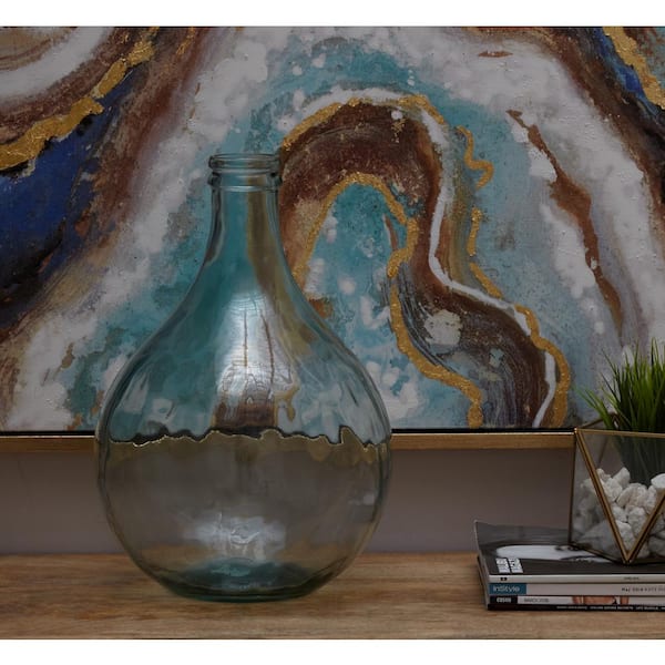 Litton Lane 17 in. Blue Spanish Recycled Glass Decorative Vase