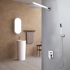 1-Spray Patterns with 2.5 GPM 10 in. Wall Mount Dual Shower Heads in Chrome