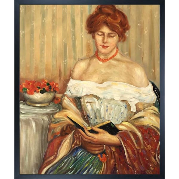 LA PASTICHE 21.5 in. x 25.5 in. Nasturtiums Frederick Carl by Frieseke Studio Black Wood Framed People Oil Painting Art Print