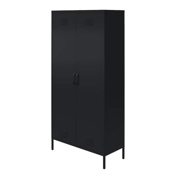 SystemBuild Bonanza 2 Door Metal Locker Storage Cabinet in Black