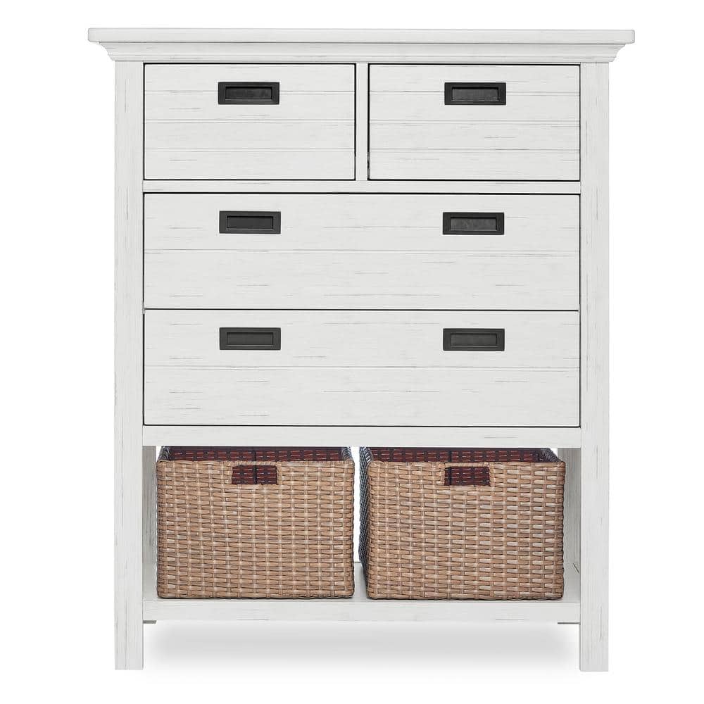Evolur Waverly 4-Drawer Weathered White Chest with Baskets -  893-WW