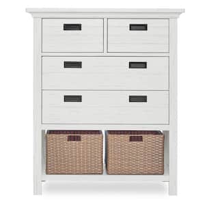 Waverly 4-Drawer Weathered White Chest with Baskets