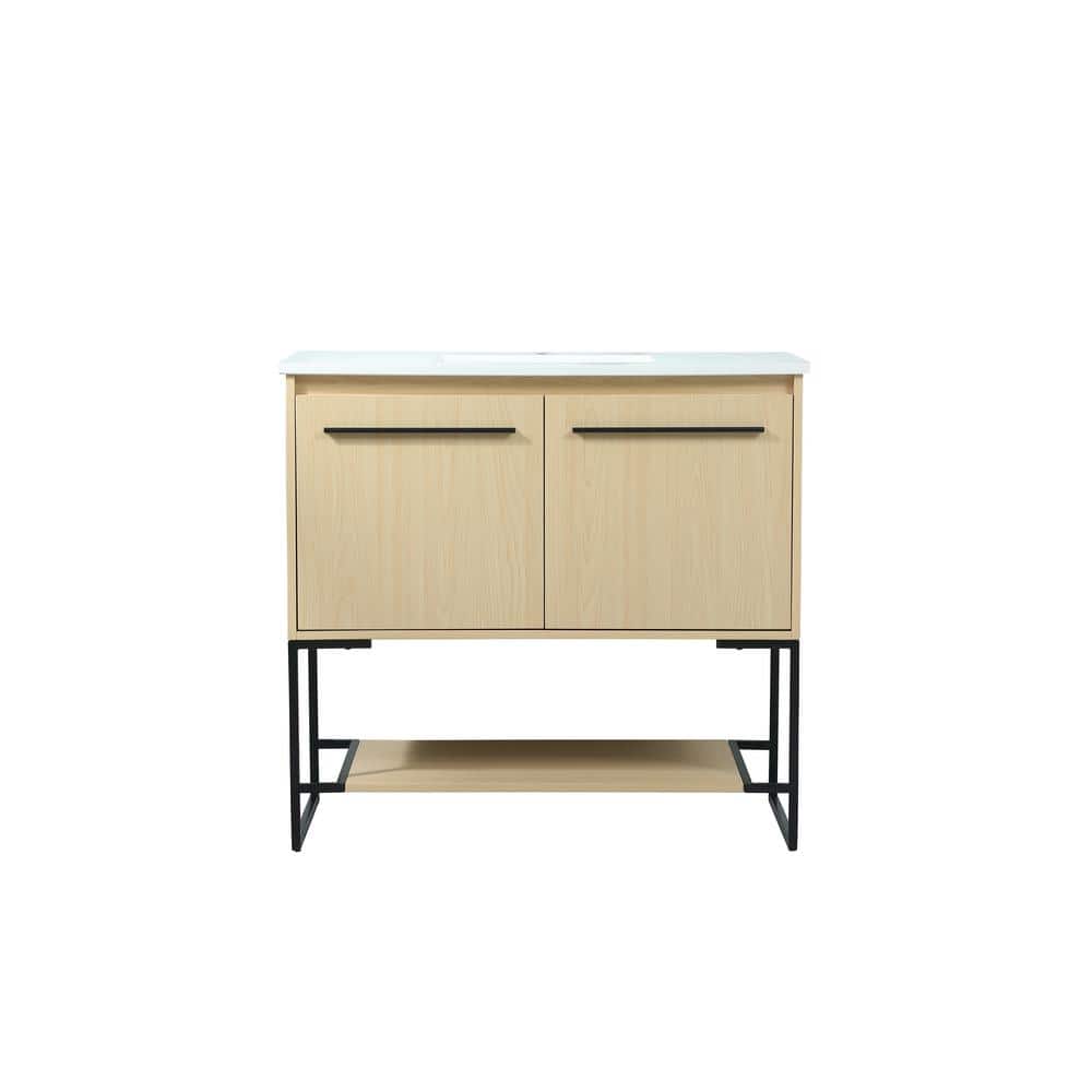 Simply Living 36 in. Single Bathroom Vanity in maple with Quartz Vanity Top