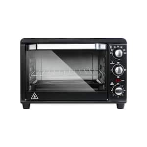 1200W 6-Slice Stainless Steel Black Toaster Oven with 20L Capacity Countertop Toaster in Timer-Bake-Broil-Toast Setting