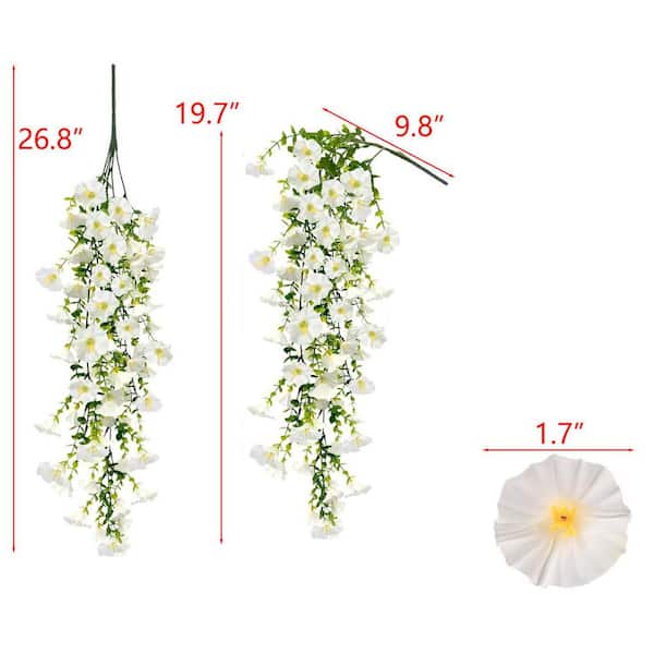 White Fake Hanging Flowers Morning Glory, 4-Pack L0F83TKF59 - The