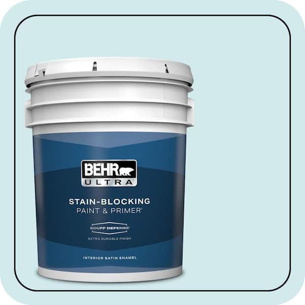 BEHR ULTRA 5 gal. #540C-1 Mineral Water Extra Durable Satin Enamel Interior Paint & Primer