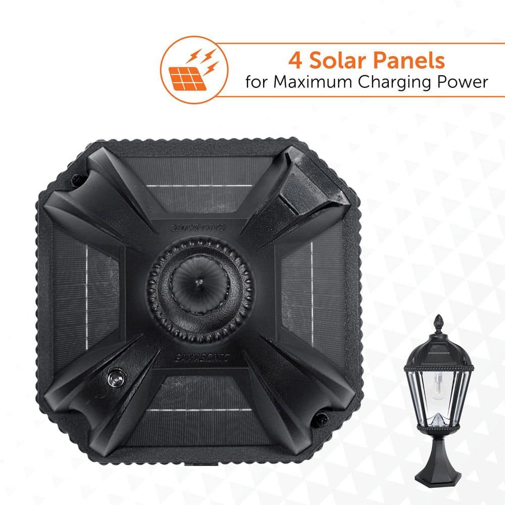 Black Aluminum and Glass Solar LED Lamp Post