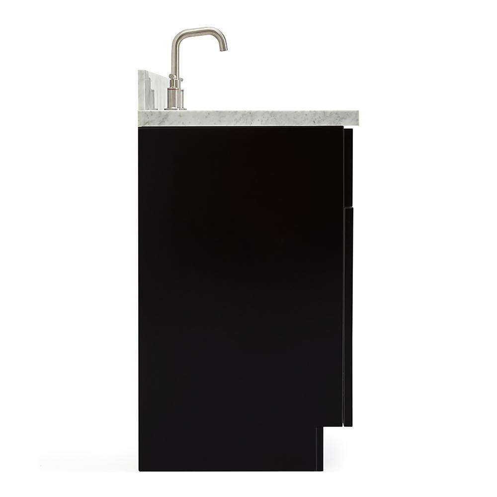 Black and Carrara White Marble 31" Freestanding Single Vanity