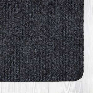 Lifesaver Collection Black 5 ft. x 7 ft. Utility Ribbed Solid Indoor/Outdoor Area Rug