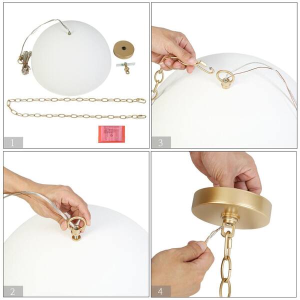 Zevni Mid-century 17.7 in. W 1-Light Gold Pendant Lamp