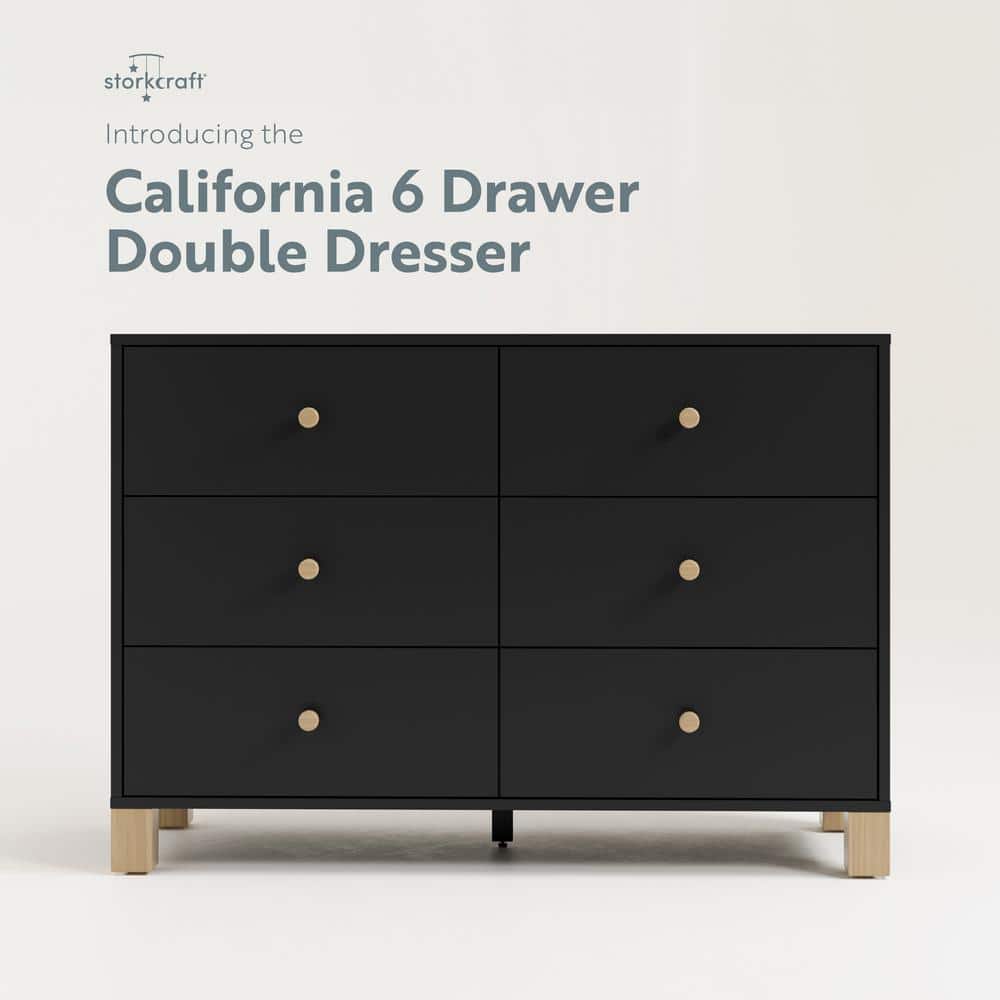 Black and Driftwood 6-Drawer Nursery Dresser