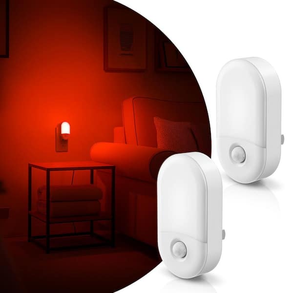 LED Red Motion Sensor Night Light Plug-In, 30/60LM Red Light for Kids, Hallway, Holiday or Christmas Décor (2-Pack)