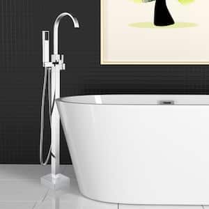 Single-Handle Freestanding Tub Faucet with Hand Shower Head in Chrome