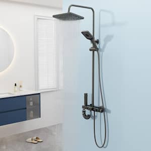 Shower System Thermostatic Piano Key Shower Faucet Set with Digital Display Shower Combo with Bidet Sprayer for Bathroom