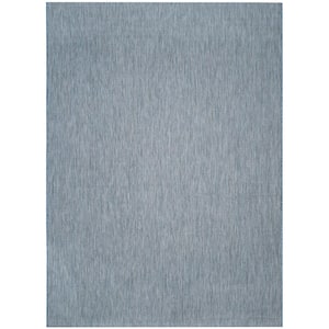 Courtyard Navy/Gray 8 ft. x 11 ft. Geometric Indoor/Outdoor Patio  Area Rug