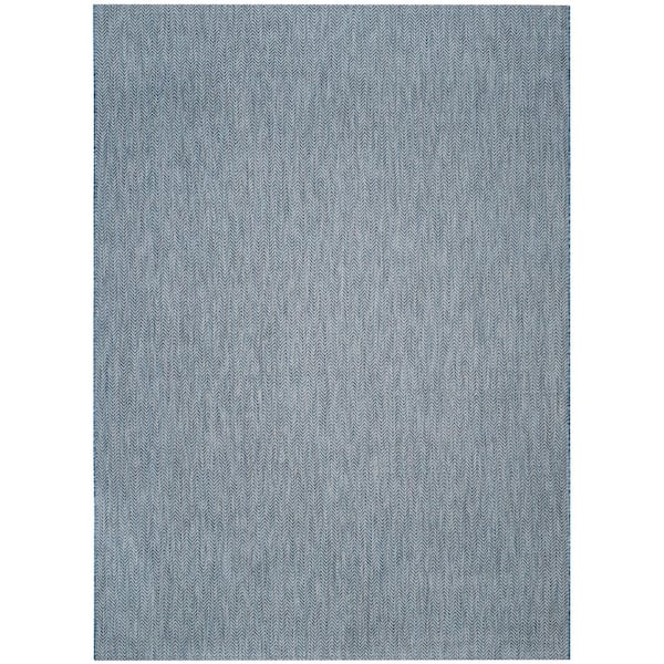 SAFAVIEH Courtyard Navy/Gray 8 ft. x 10 ft. Solid Color Chevron Indoor/Outdoor Area Rug