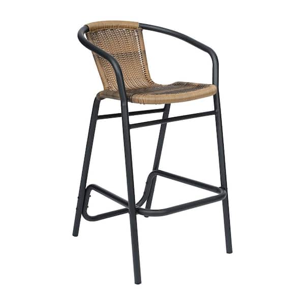Limoges Medium Brown Metal Outdoor Bar Stool 4-Pack