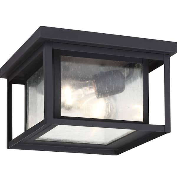 Hunnington 2-Light Outdoor Black Flush Mount