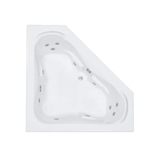 Comfortflo 60 in. x 60 in. Acrylic Corner Drop-in Whirlpool Bathtub with Center Drain in Bone