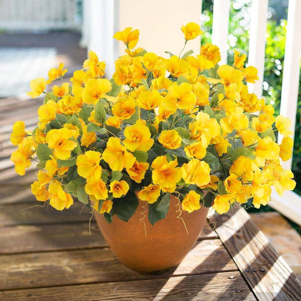 16.3 in. Yellow Indoor/Outdoor Artificial Hibiscus CJCT54W4FB