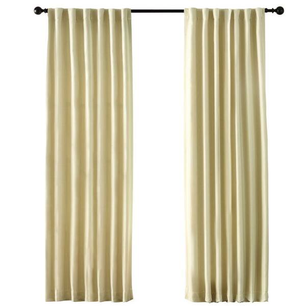 Home Decorators Collection Cream Solid Back Tab Room Darkening Curtain - 54 in. W x 108 in. L