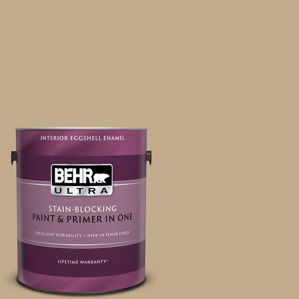 BEHR ULTRA 1 gal. #UL170-5 Woven Straw Eggshell Enamel Interior Paint and Primer in One