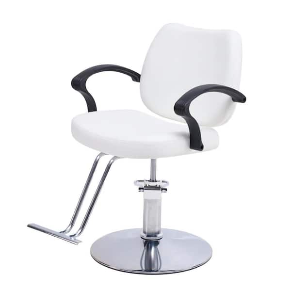 White PU Leather Hair Beauty Salon Equipment Silver Hydraulic