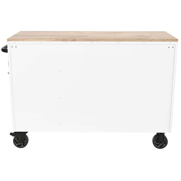 Husky Standard-Duty 52 in. W 10-Drawer Matte White Mobile