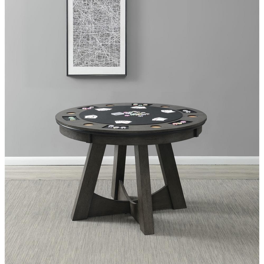 Contemporary Modern 48" Gray Round Game Table with Storage