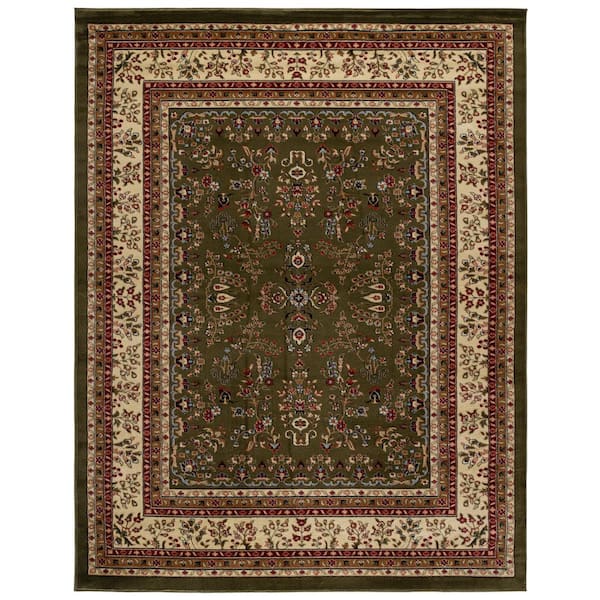 Lyndhurst 8 ft. x 10 ft. Sage/Ivory Border Antique Floral Area Rug