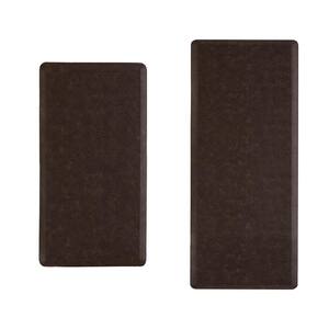 Marni Brown 17.5 in. x 48 in. Floral Synthetic 2-Piece Kitchen Mat Set